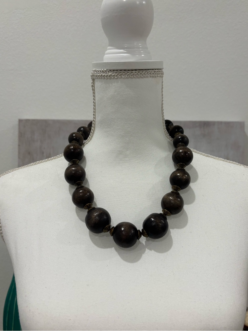 Handcrafted Dark Brown Beaded Statement Necklace